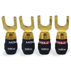 Monster Quick Lock, Gold Angled Spade Connectors (4/)